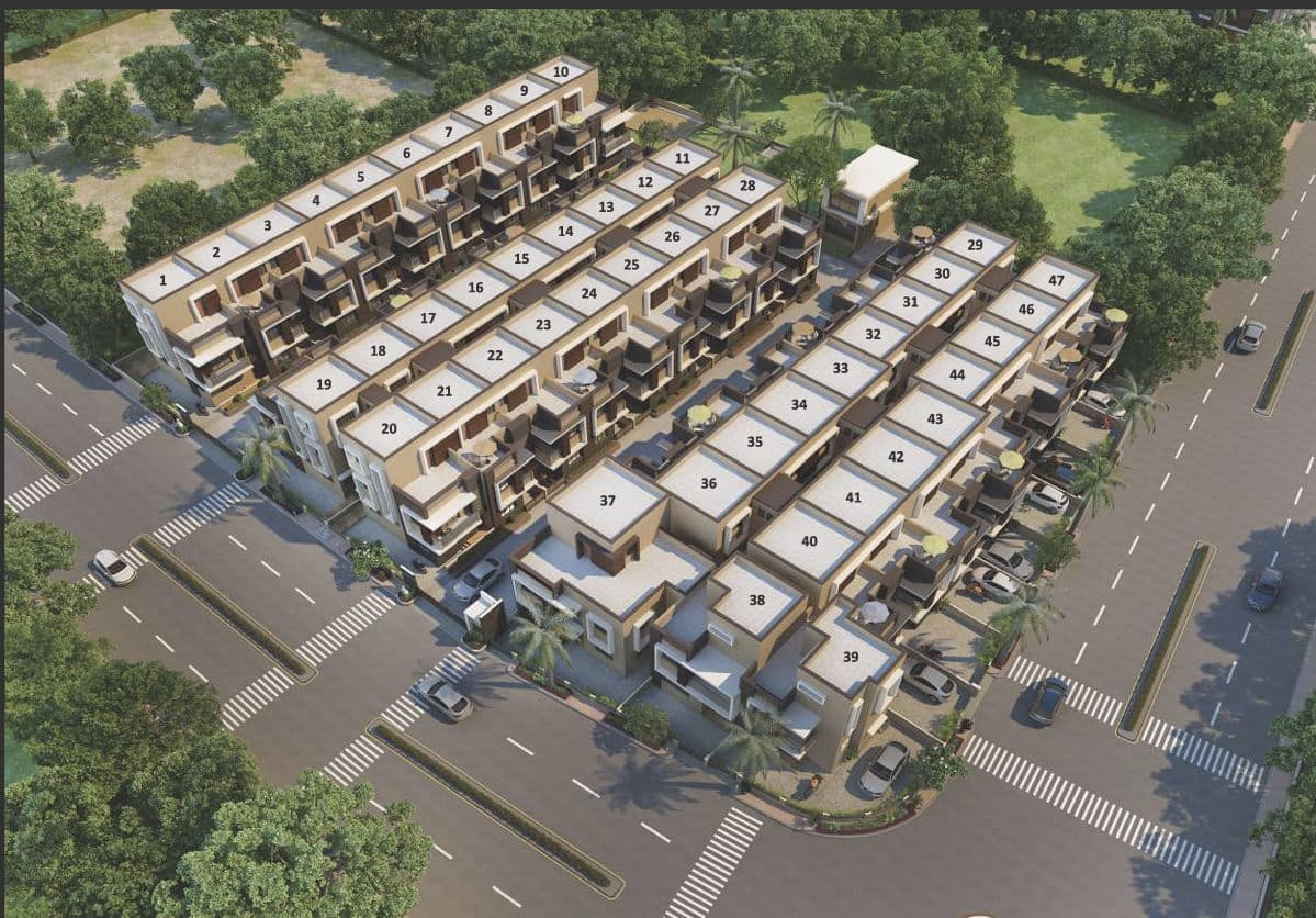 Shaligram Homes aerial view of the 47-unit community